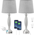 Lamps for Bedrooms Set of 2 - Touch Bedside Lamps with USB C+A