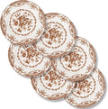 Salad Plates 8.5 in Ceramic Plates Set of 6 - Elegant Rose Design