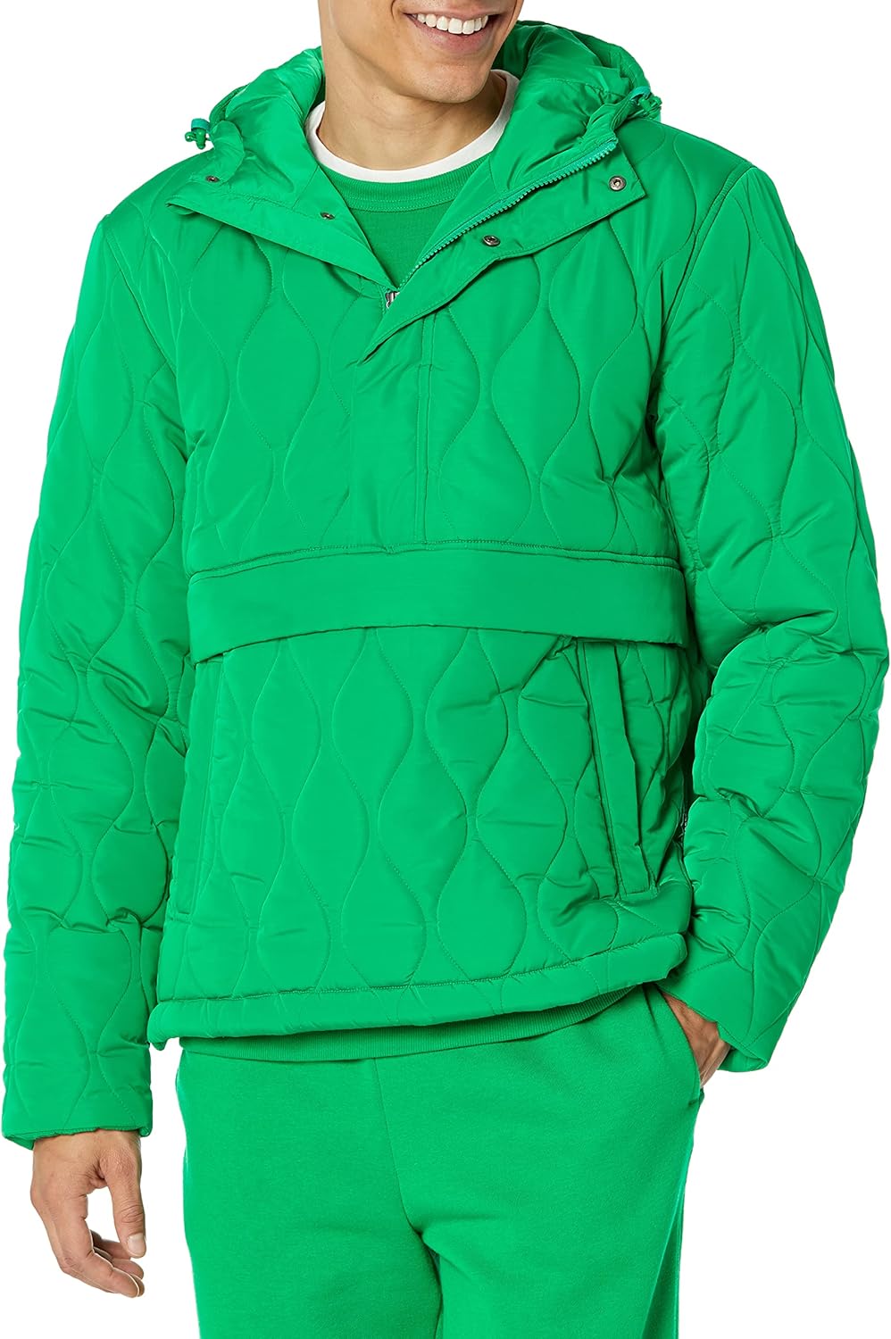 Men's Anorak Hooded Quarter-Zip Puffer Coat for Comfort