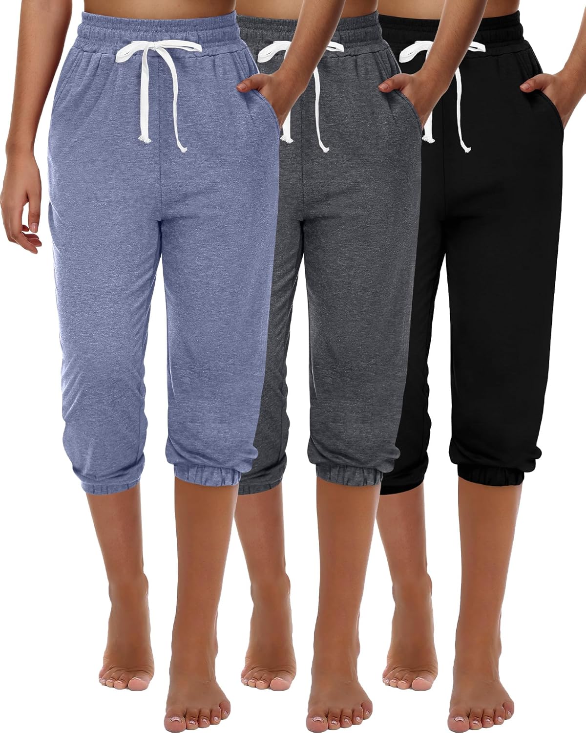 Ficerd Women's Capri Sweatpants Joggers for Summer Comfort