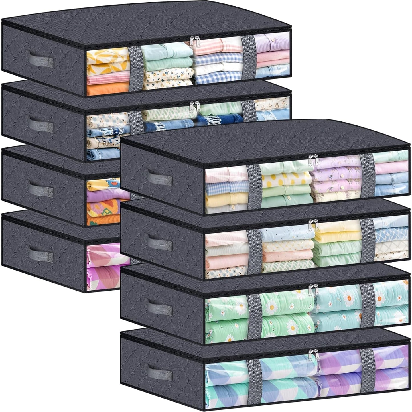 Under Bed Storage Containers for Clothes and Blankets, 8 Pack