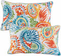 Outdoor Lumbar Pillows Waterproof Set of 2 - Paisley Print Patio