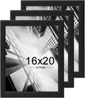 KTKDE 16x20 Picture Frame Set of 3 - Black Wooden Poster Frames