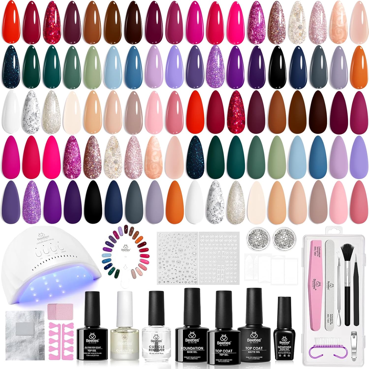 Beetles Gel Nail Polish Kit with UV Light for Home Manicure