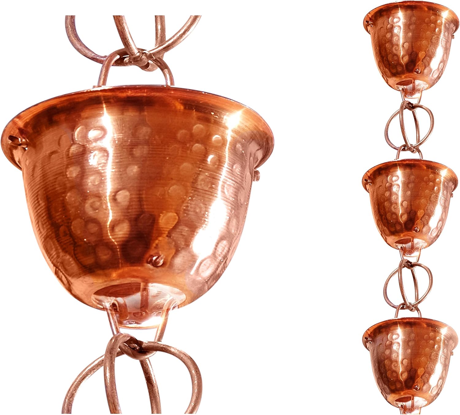Monarch Rain Chains Copper Hammered Cup Rain Chain Extension