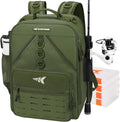 KarryAll Fishing Tackle Backpack with Rod Holder - Durable 40/26L Pack