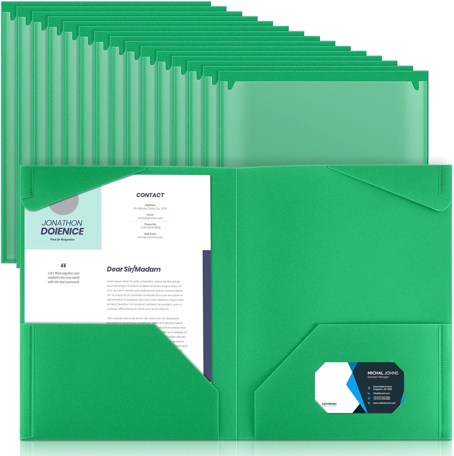 36 Pcs Heavy Duty Plastic Folders with Clear Front Pockets