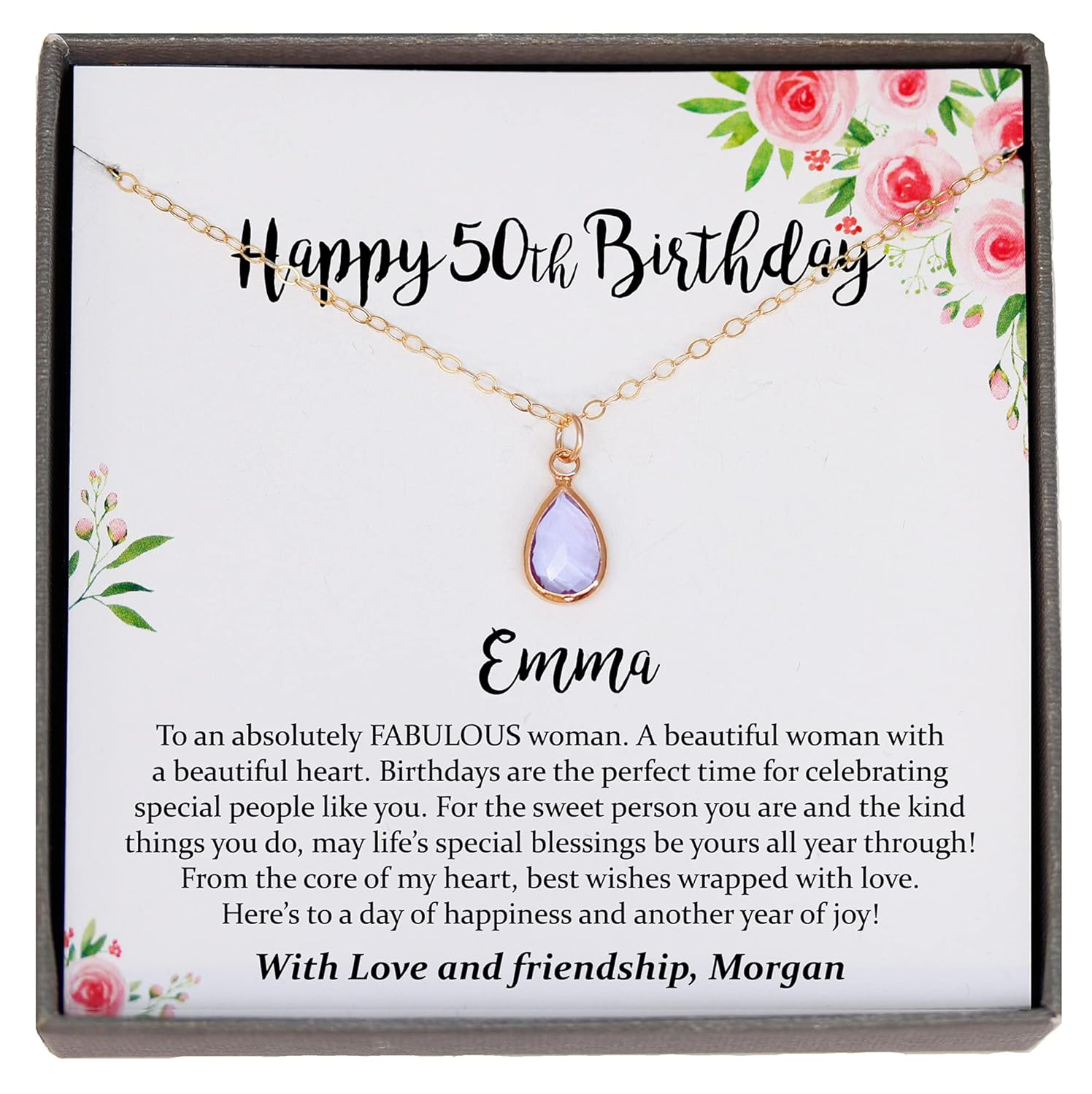50th Birthday Gifts for Women with Meaningful Message Jewelry