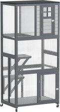 Wooden Catio Outdoor Cat Enclosure 74in - Weatherproof Wheeled