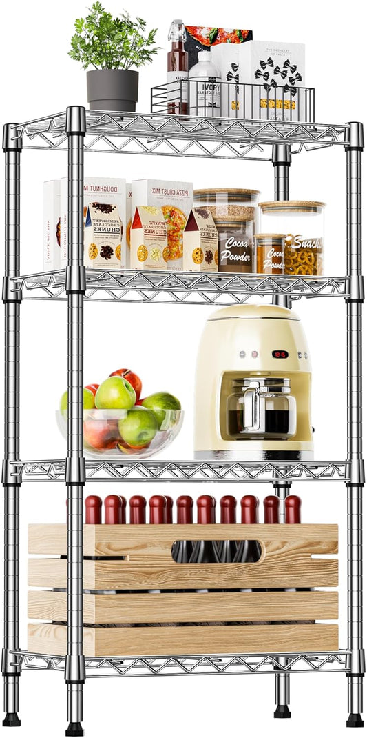 IZEUK 4 Tier Steel Storage Shelves for Kitchen and Office Use