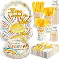 Dandat 350 Pcs Here Comes the Son Baby Shower Plates Set - Party