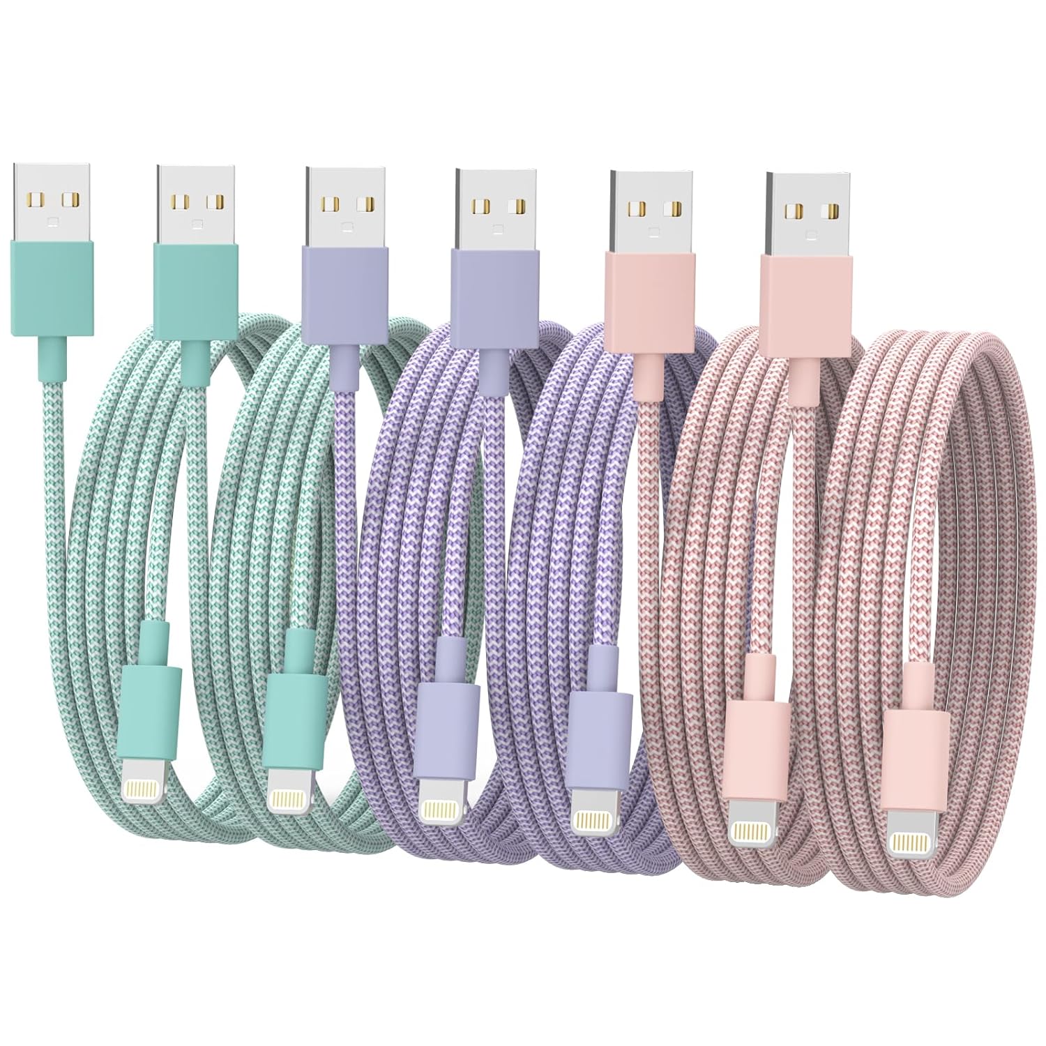 6Pack Apple MFi Certified Lightning Cable Set - Fast Charge for iPhone & iPad
