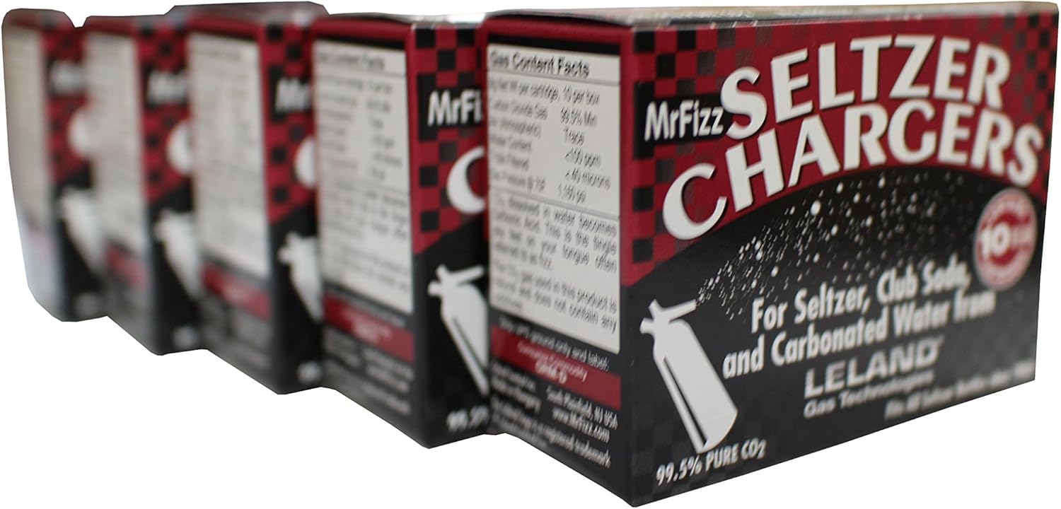50PK MrFizz Seltzer CO2 Chargers: Universal Soda Siphon Compatibility