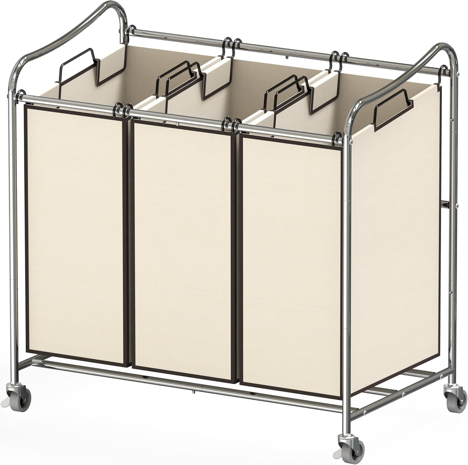 Heavy-Duty 3-Bag Laundry Sorter Cart for Efficient Sorting