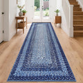 Washable Runner Rug 2x8 Navy Blue - Machine Washable Non-Slip Runner