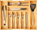 Large Expandable Kitchen Silverware Utensils Drawer Organizer - Bamboo