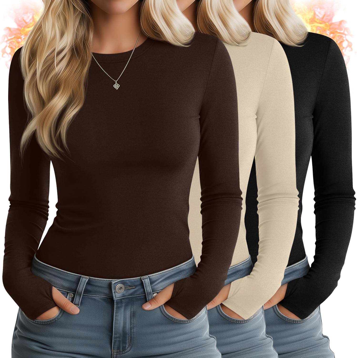 Huukeay Women's Thermal Shirts with Thumb Holes for Comfort