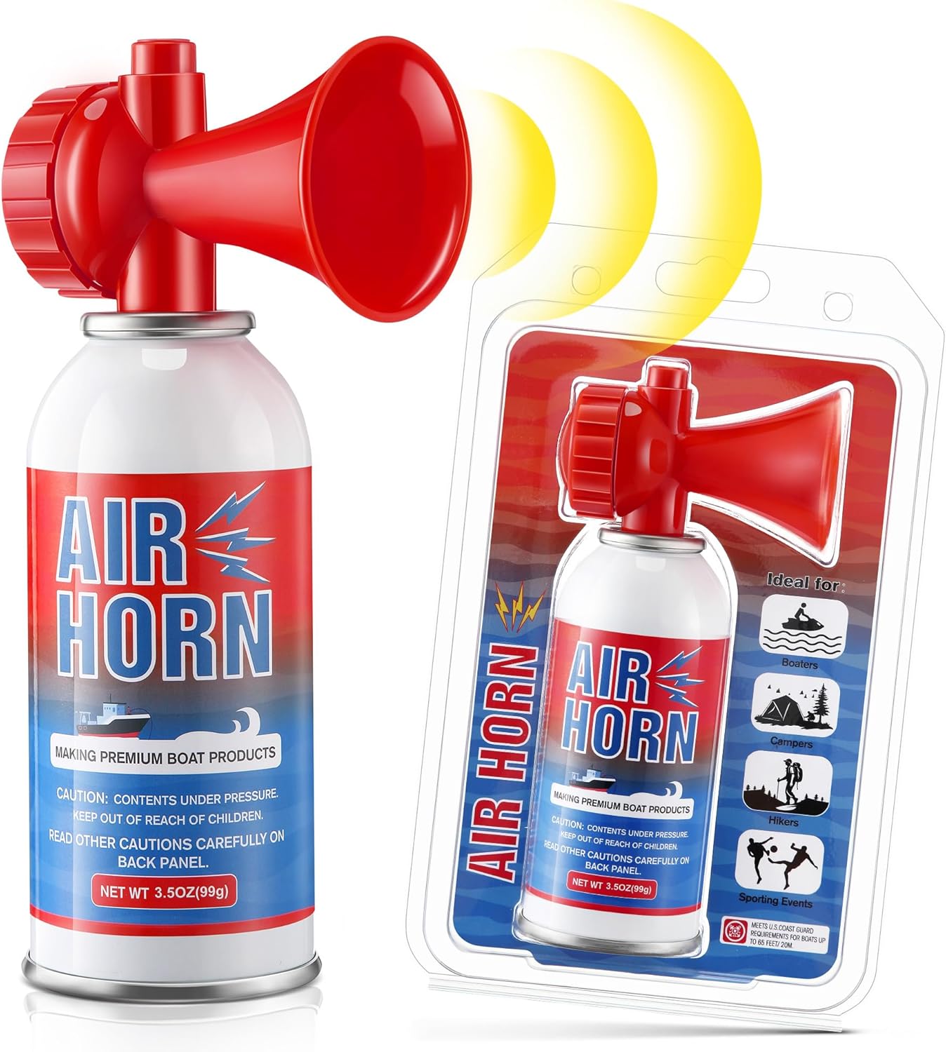 3 Pack Large Air Horn for Safety - Very Loud Marine Air Horn