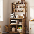 Farmhouse Bakers Rack with Power Outlet & Storage, Retro Brown