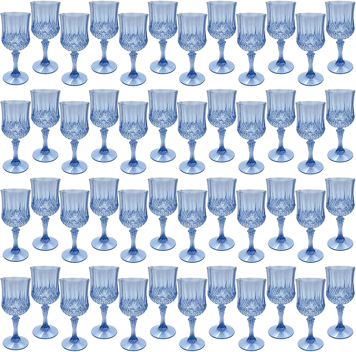 Blue Plastic Wine Glasses for Parties and Wedding Receptions