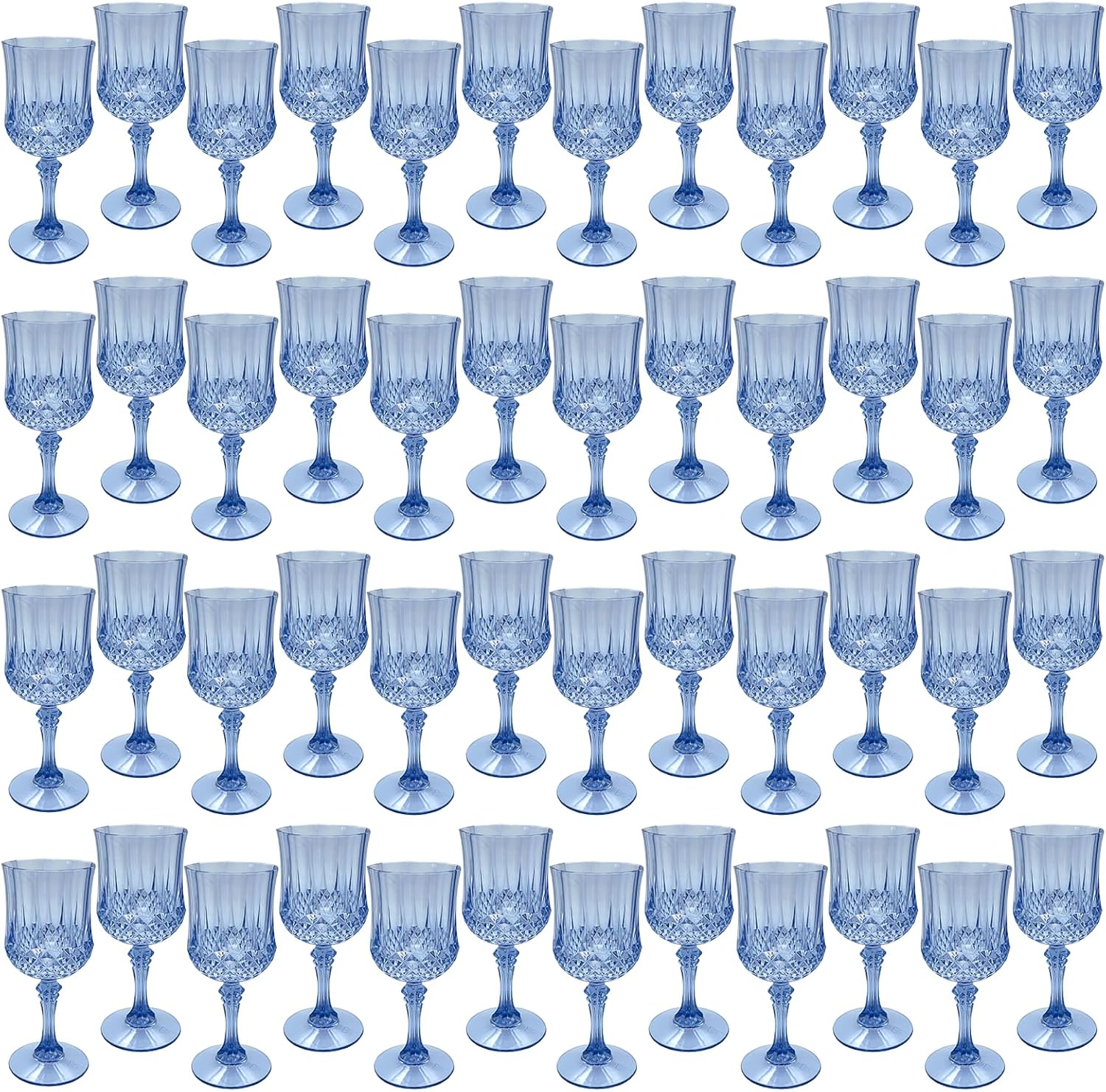 Blue Plastic Wine Glasses for Parties and Wedding Receptions