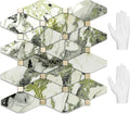 STICKGOO Peel and Stick Backsplash Polished Green Marble Look - Easy
