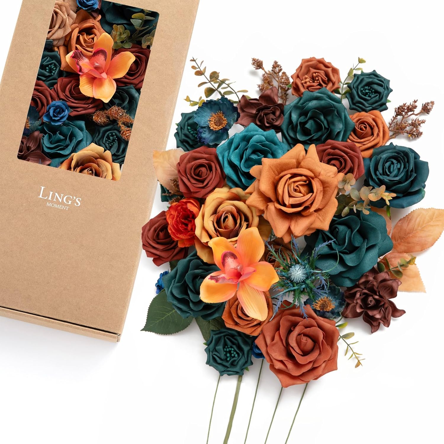 Terracotta Artificial Flowers and Greenery Combo Box Set for DIY