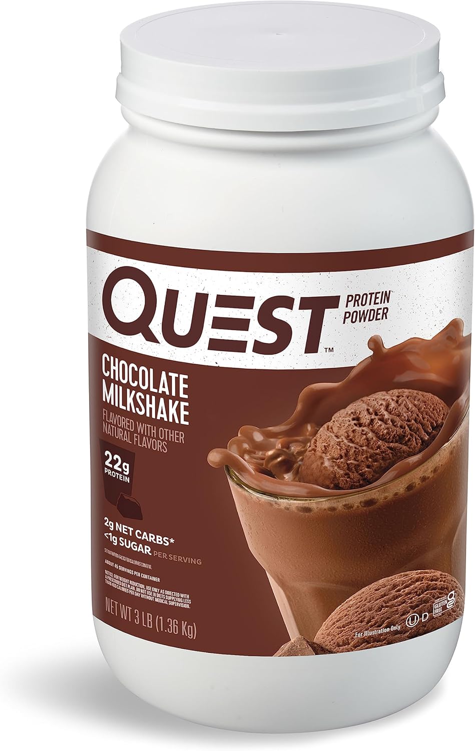 Quest Chocolate Milkshake Protein Powder - 22g Protein, Low Carb