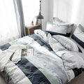 VM VOUGEMARKET Striped Duvet Cover Queen - Modern Cotton Set