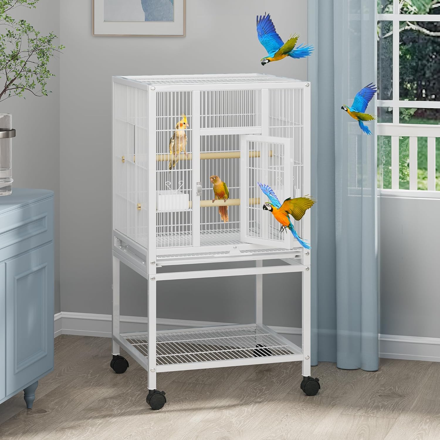 YITAHOME 41 inches Metal Bird Cage for Parakeets and Lovebirds