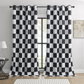 100% Blackout Curtains Black and White Checkered Pattern - Thermal