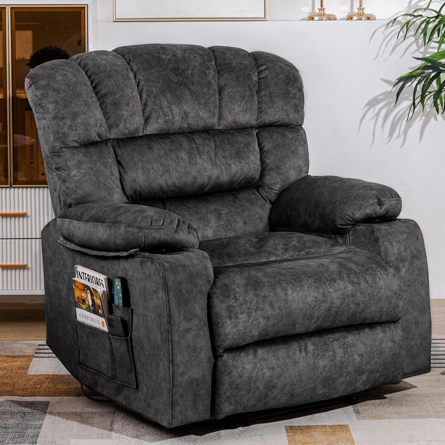 YI DANICA Recliner Chair: Ergonomic Comfort + Dual Cup Holders!