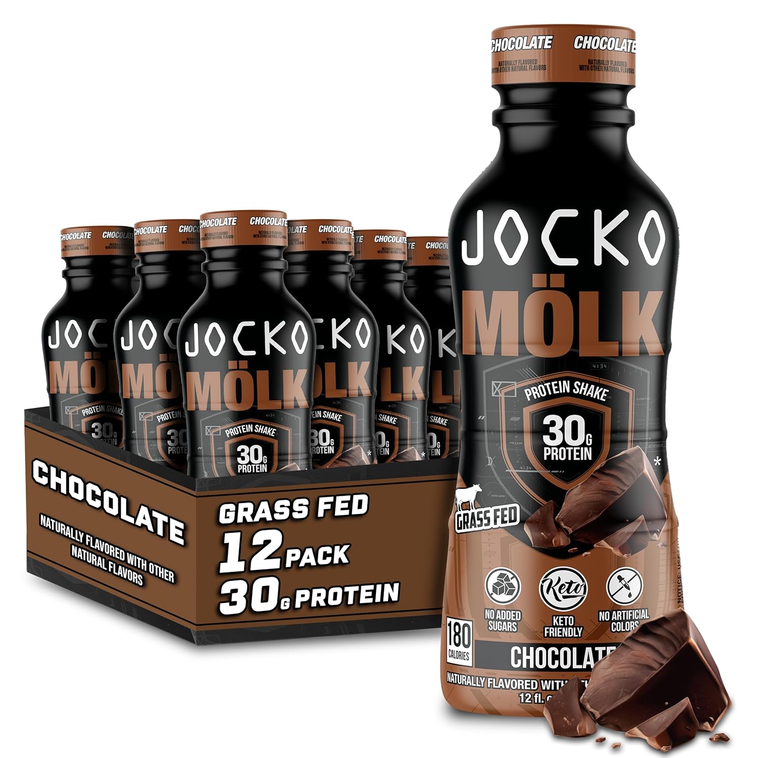 Jocko Fuel Chocolate Protein Shakes - KETO Friendly, No Added Sugar, 30g Protein