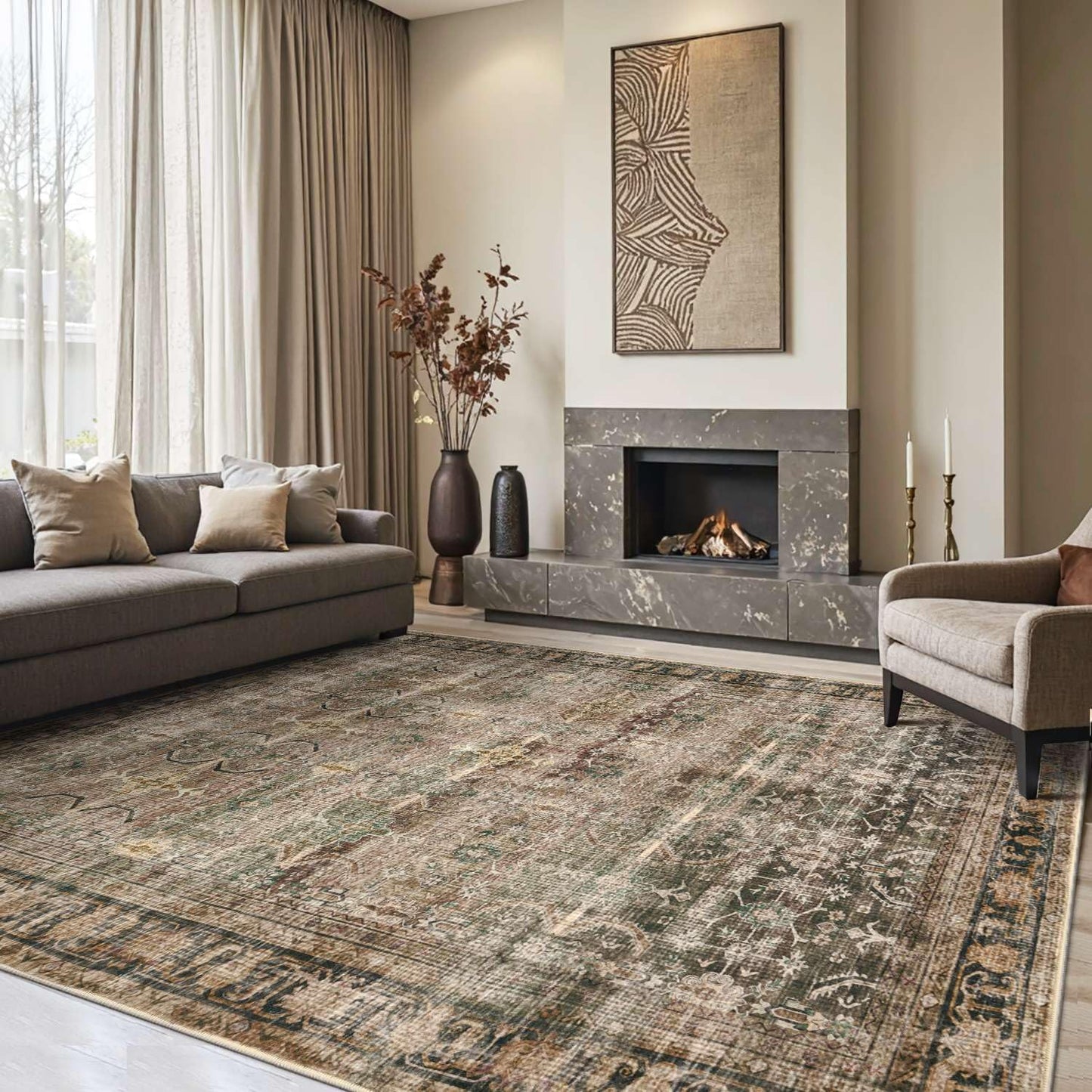 8x10 Area Rugs for Living Room Bedroom, Vintage Boho Design