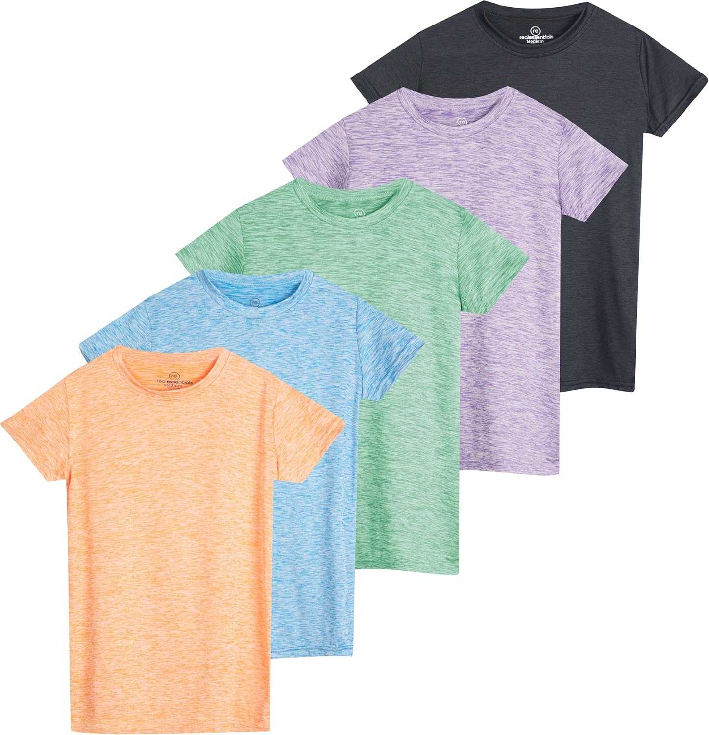 Girls Short Sleeve Dry-Fit Active T-Shirt 5 Pack for Comfort