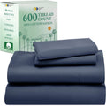 600 Thread Count Cotton Sateen Queen Sheet Set - Hotel Crisp Feel