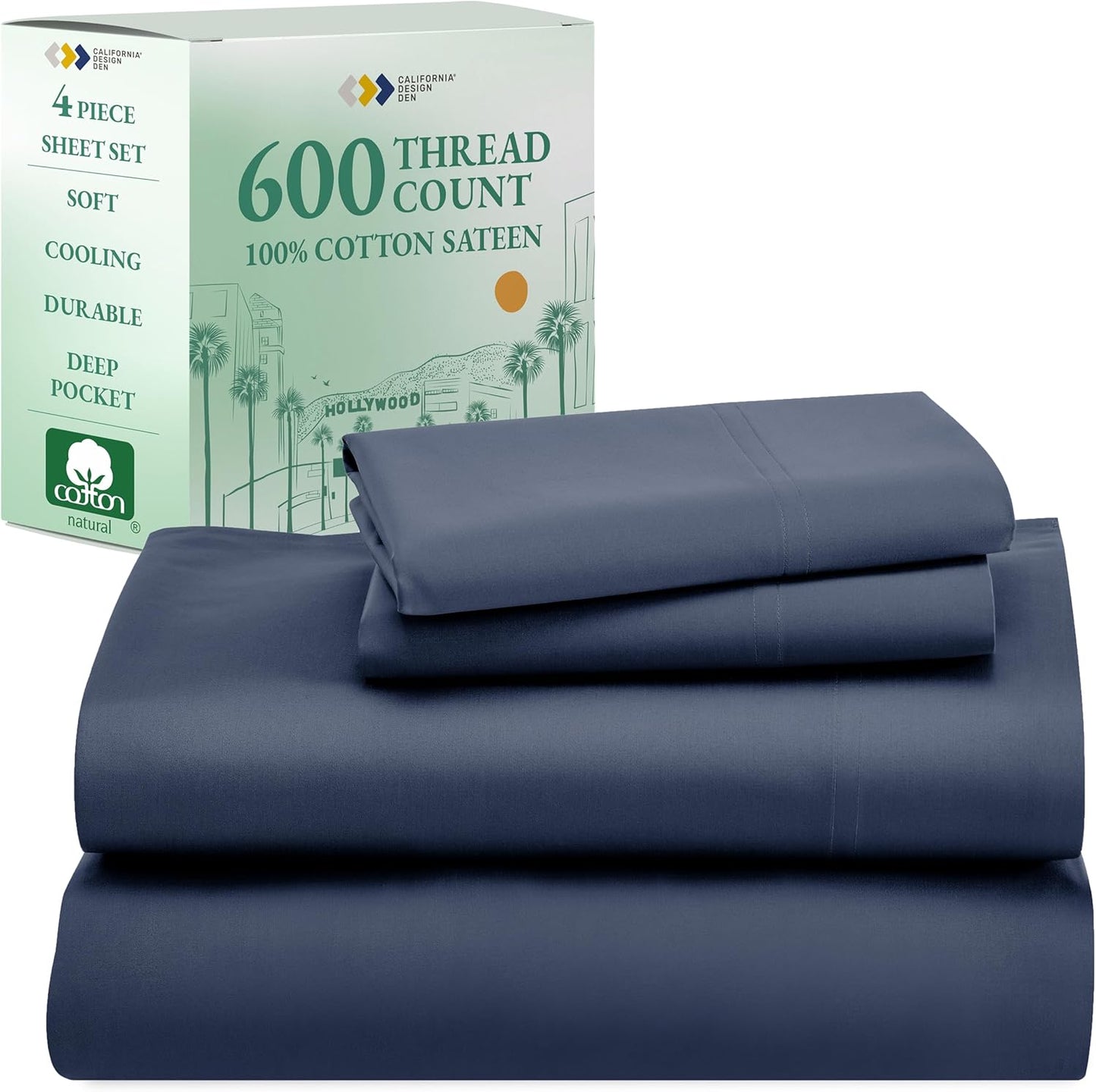 Luxury 600 Thread Count Cotton Queen Sheet Set for Comfort