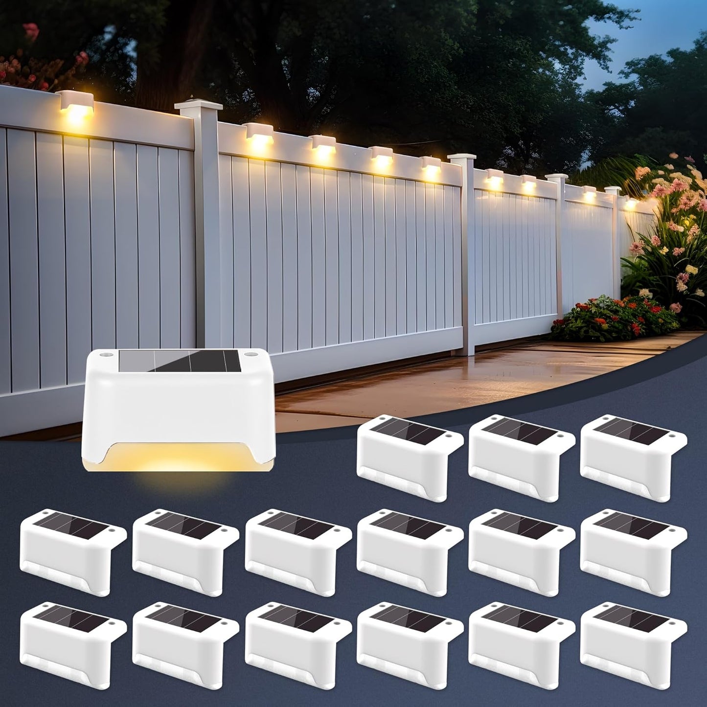 SOLPEX Solar Fence Lights Outdoor 16 Pack for Safe Illumination