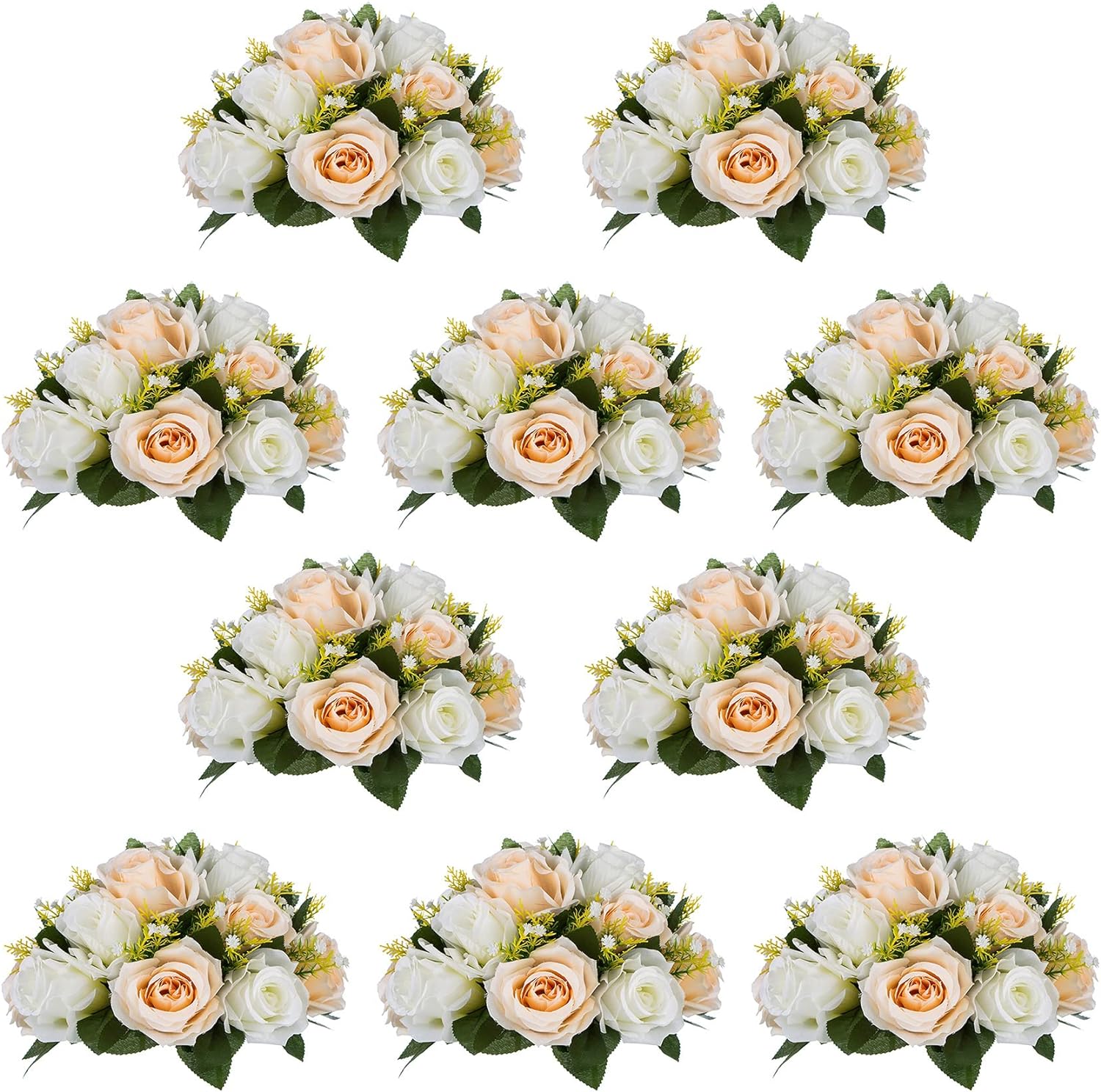 10 Pcs Fake Flower Ball Arrangement Bouquet for Home Decor