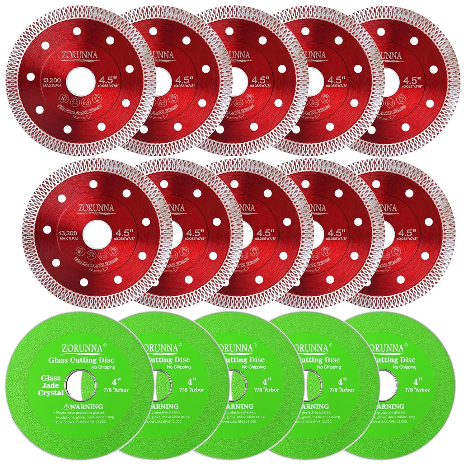 ZORUNNA Glass Cutting Disc & Tile Saw Blades Set - Precision Cuts