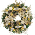 Pre-Lit 24 Inch Christmas Wreath with LED Lights and Ornaments