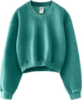 Hatant Acid Wash Sweatshirt for Women V-neck Cropped Hoodie - Vintage