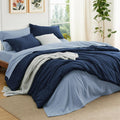 Bedsure King Size Comforter Set - 7 Piece Navy King Bedding Set