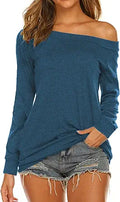 Halife Women's Long Sleeve Boat Neck Off Shoulder Blouse Tops