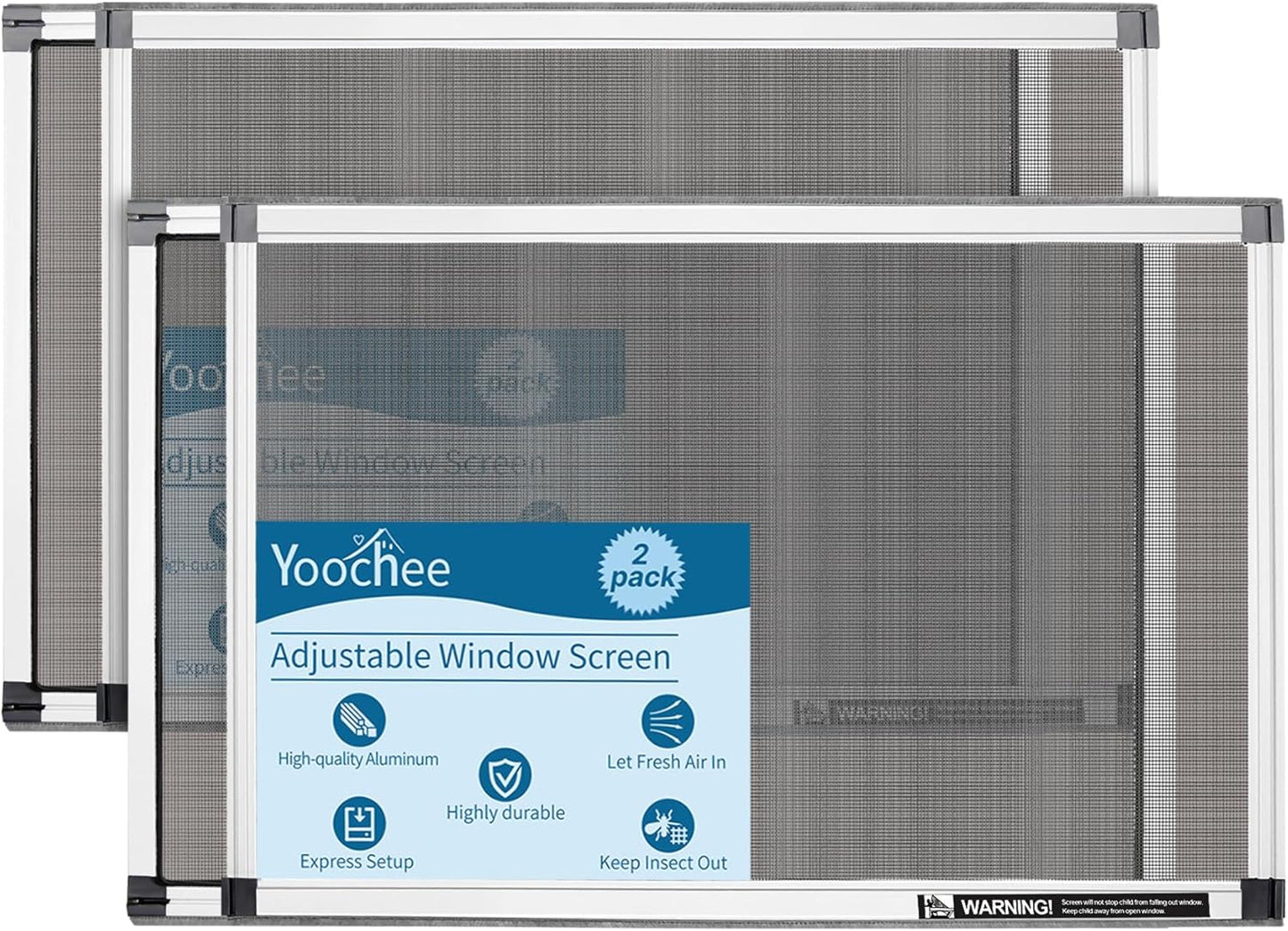 Expandable Window Screen 2 Pack Adjustable for All Windows