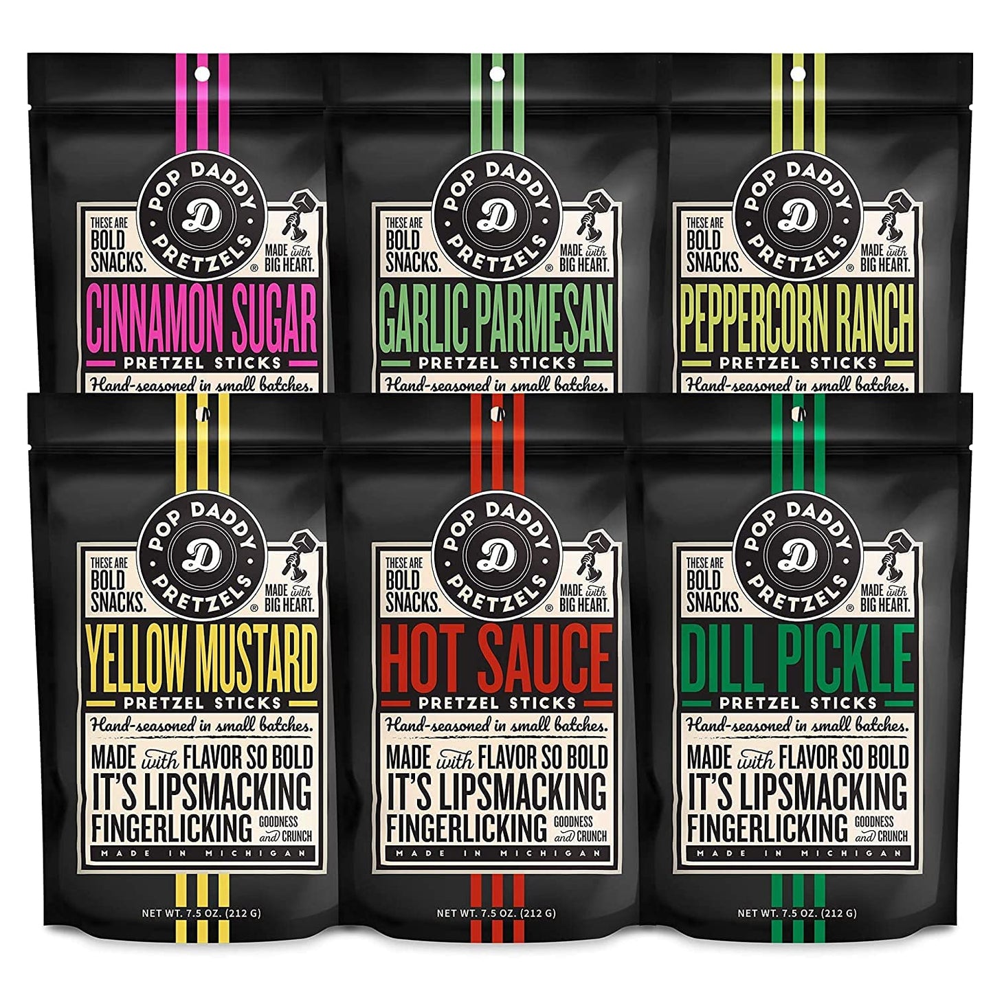 Pop Daddy Flavored Pretzel Sticks Variety Pack for Guilt-Free Snacking