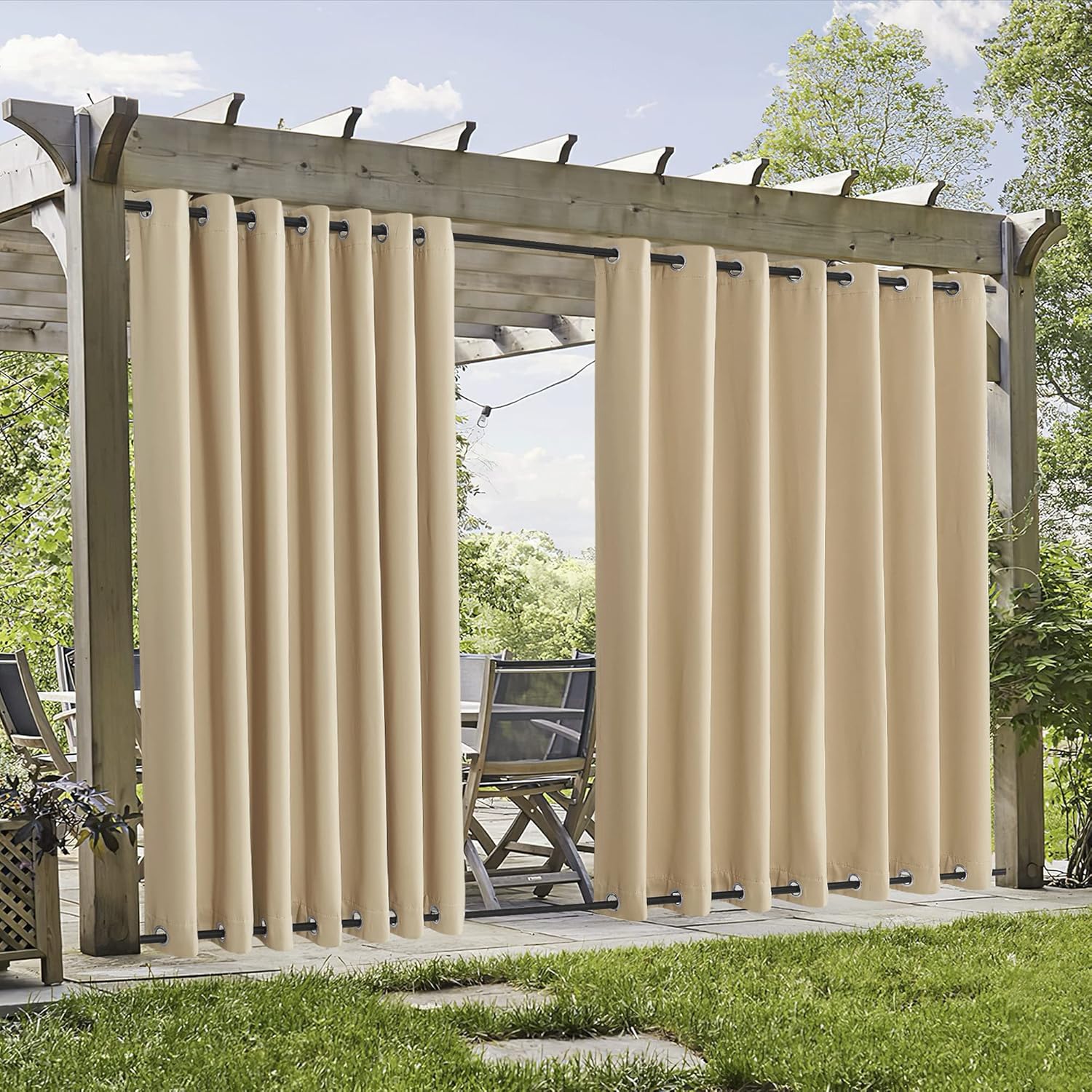 RYB HOME Extra Wide Blackout Outdoor Curtains for Privacy Shades