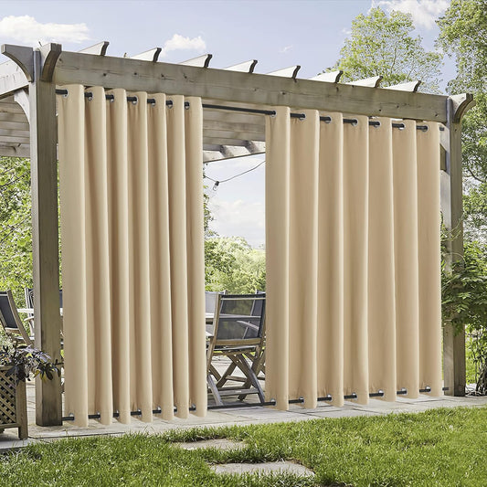 RYB HOME Extra Wide Blackout Outdoor Curtains for Privacy Shades
