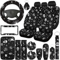 Skull Cat Moon Car Seat Covers Full 19-Piece Set - Themed Interior