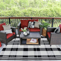 Buffalo Plaid Rug 4 ft x 6 ft Black and White - Classic Indoor/Outdoor